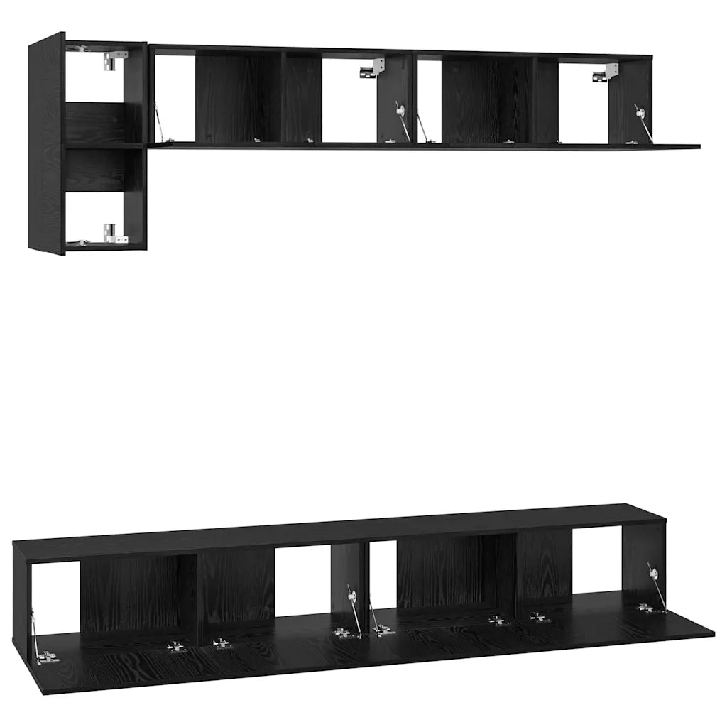 vidaXL Set mobile TV 5 pcs Rovere nero 100 x 30 x 30 cm