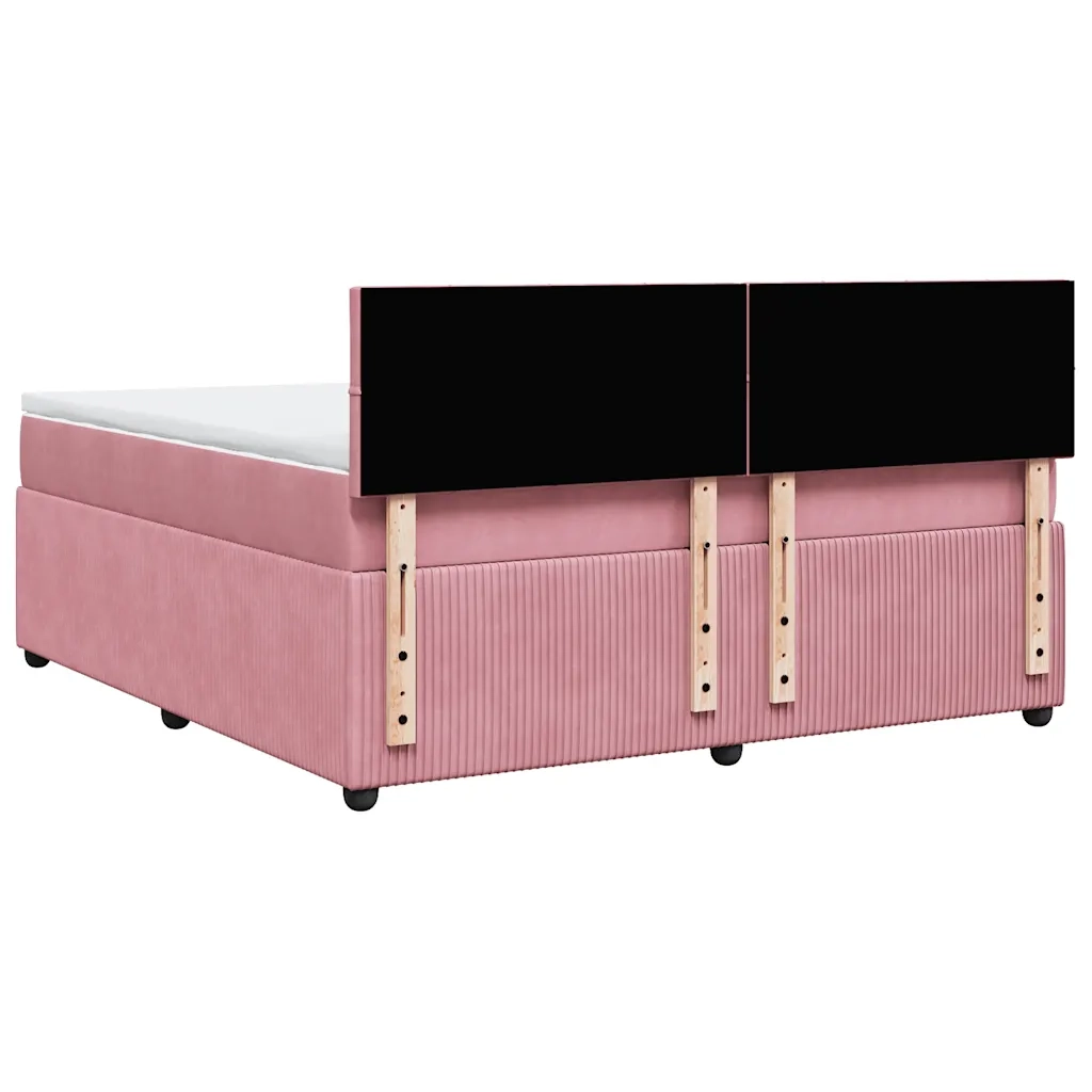 Giroletto a Molle con Materasso Rosa 180x200 cm in Velluto