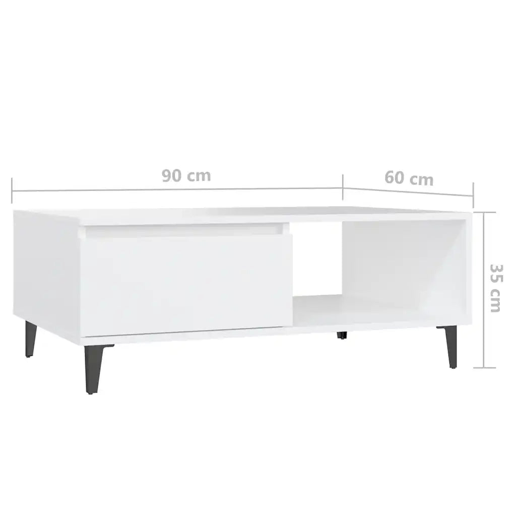 Tavolino da Salotto Bianco 90x60x35 cm in Legno Multistrato 806004