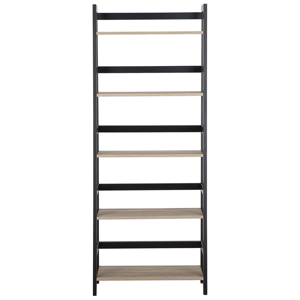 Libreria a scaletta effetto legno chiaro e Nero 163 x 64 cm Scaffale a 5 ripiani ad appoggio