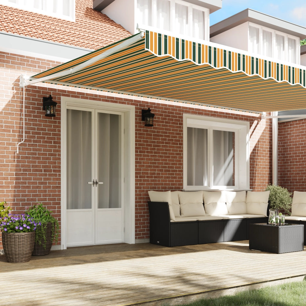 Tenda Retrattile Manuale vitaXL Verde e Gialla 500x300 cm