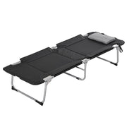 EasyComfort Letto da Campeggio, Brandina Pieghevole e Imbottita con Cuscino, Nero 183 x 66 x 33cm