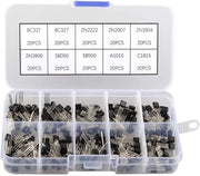 Kit di Transistor 200 pezzi - Assortimento di Transistori - Ideale per l'elettronica - Formato TO-92 - Scatola di Transistori - Per appassionati di elettronica