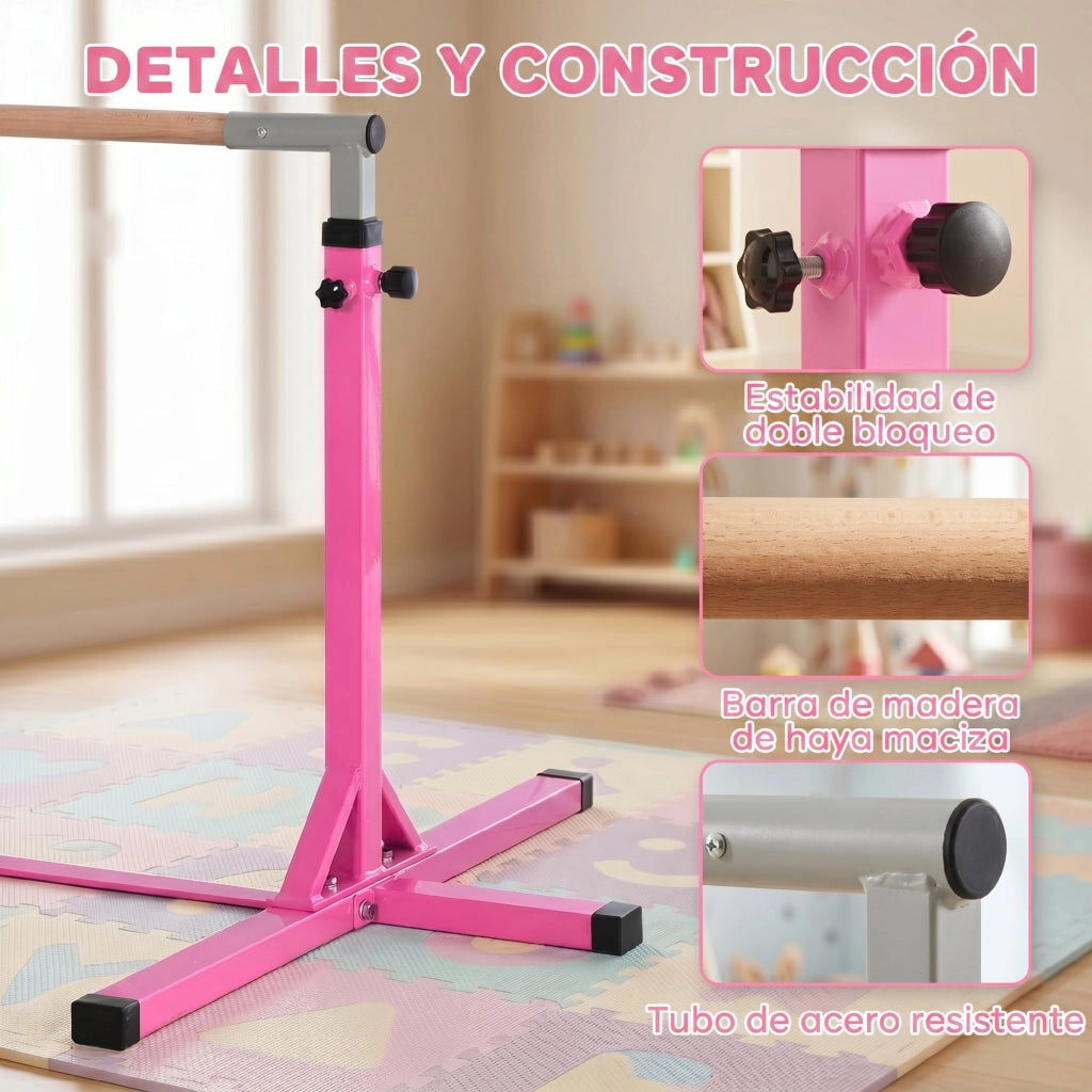 Barre per ginnastica bambini regolabile 92-150 cm ¨C zephmum ¨C rosa 194x121x150 cm