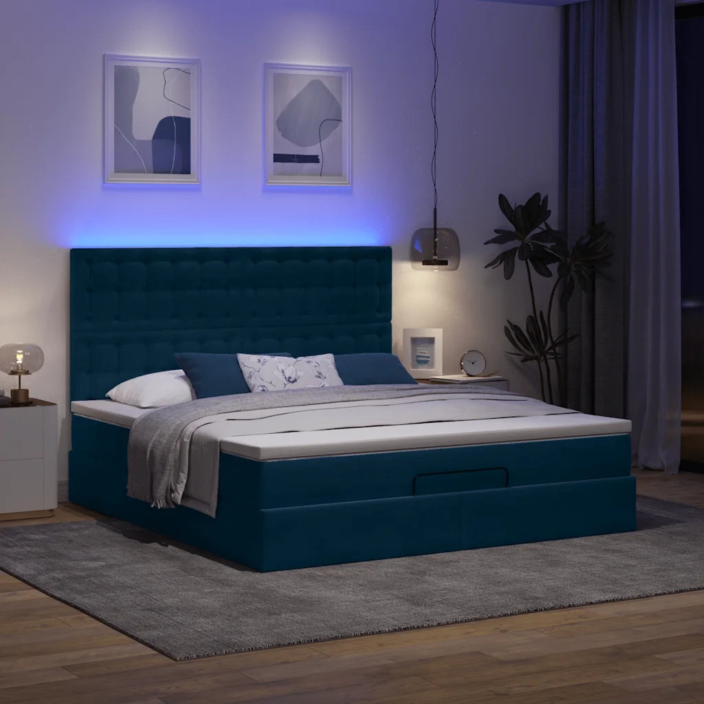 Struttura Letto Pouf con Materassi 180x200 cm Velluto