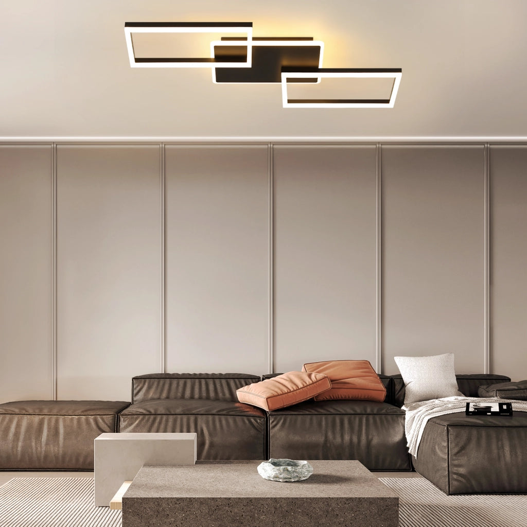 ZMH Lampada da soffitto plafoniera LED moderna 80 cm nera dimmerabile 63W telecomando per soggiorno camera letto