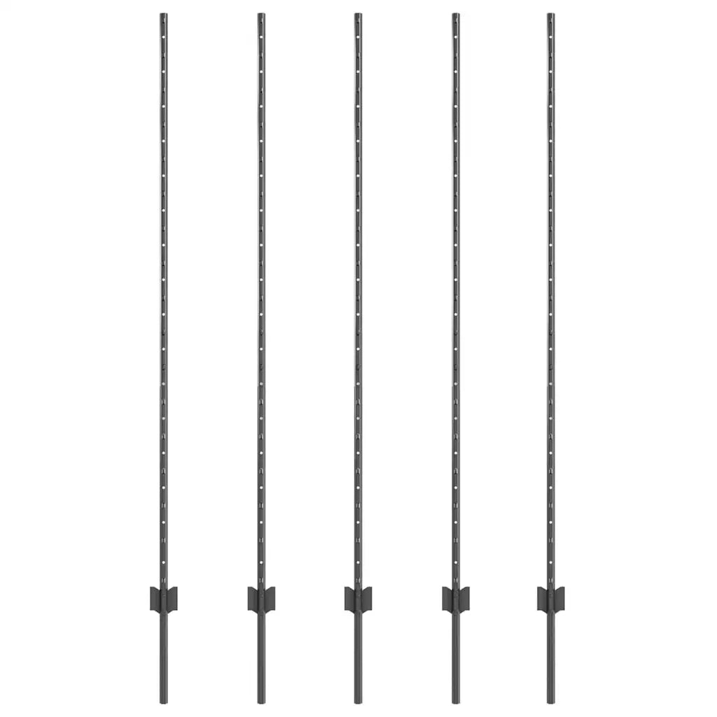 Palo della recinzione 5 pz Grigio 150 cm Acciaio CFW8897741