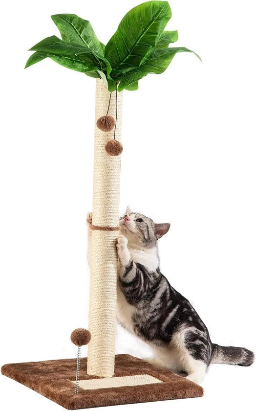 Polo da Gatto da 80 cm con Sisal per Gatti Adulti Interno Grande Albero con Palle Pendenti e Giocattolo Interattivo