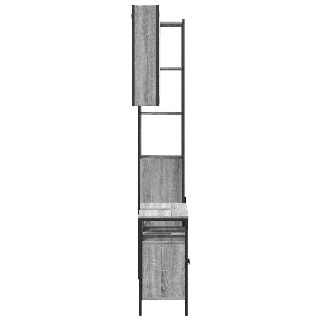 Set Mobili da Bagno | Armadio da bagno 3 pz Grigio Sonoma in Legno Multistrato