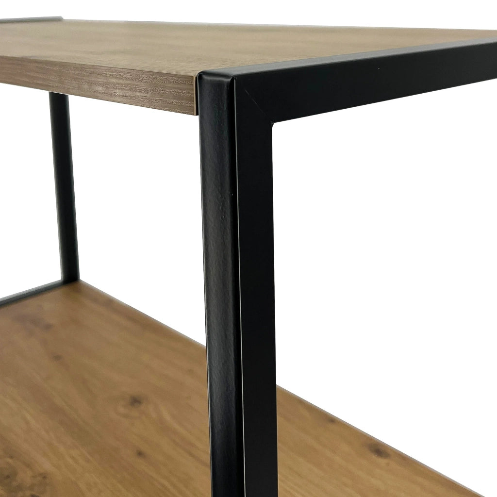 Scaffale stilo loft con ripiani in legno 80 cm Nera 80 cm inserto frontale Quercia Artisan 80x32x192 cm
