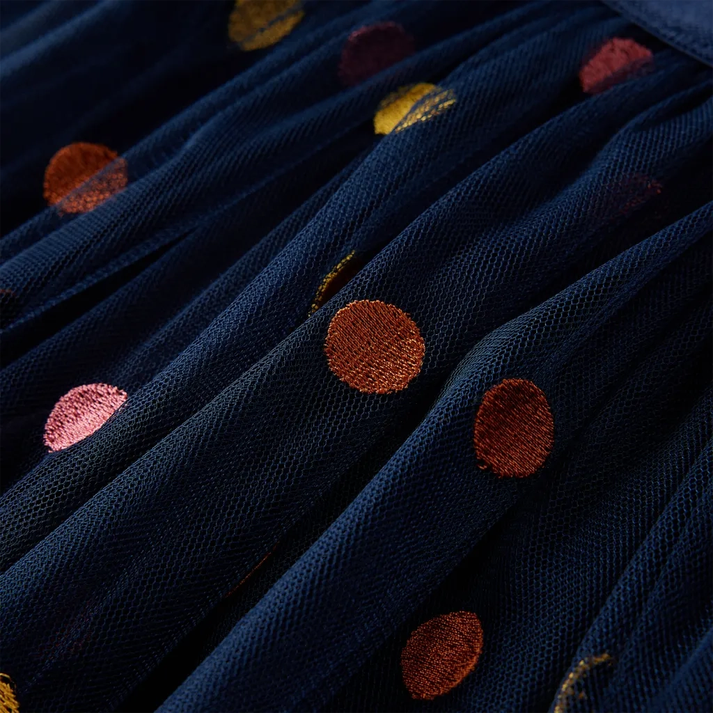 Gonna da Bambina in Tulle a Pois Blu Marino 140 13508