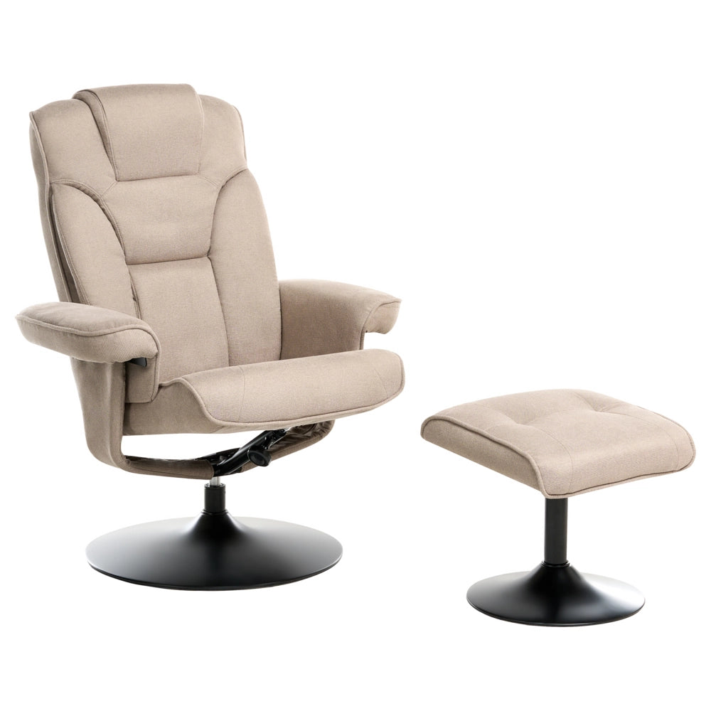 Poltrona reclinabile Taupe con poggiapiedi Poylester Tessuto girevole imbottito Struttura in metallo Design retrò
