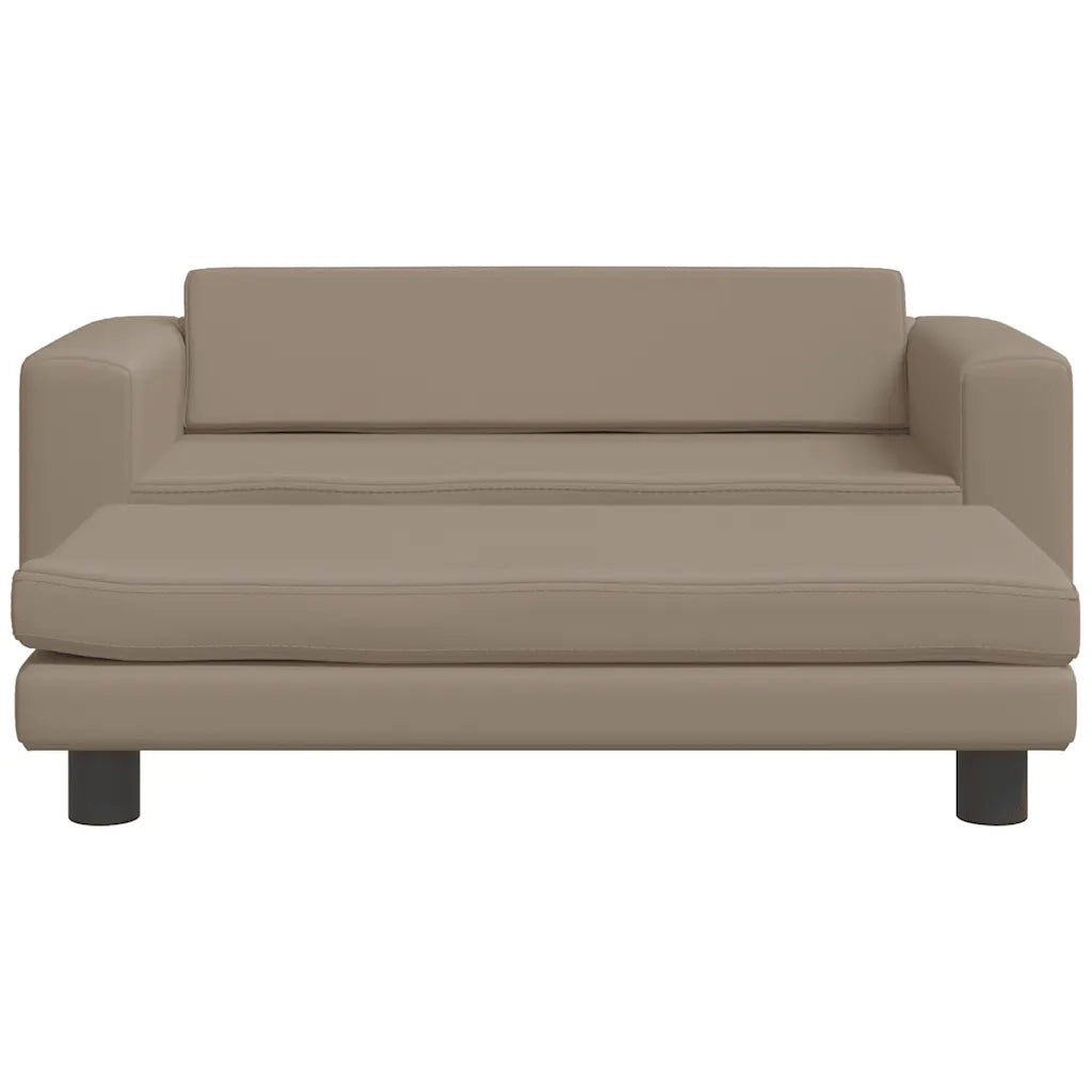 Divano Bambini Poggiapiedi-Sofa-Divanetto Bambini Cappuccino 100x50x30 cm Similpelle