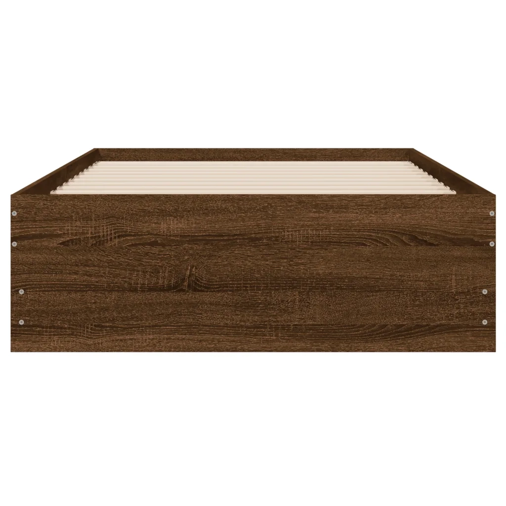 Giroletto Cassetti-Struttura Letto con contenitore Rovere Marrone 90x190 cm Legno Multistrato 229573