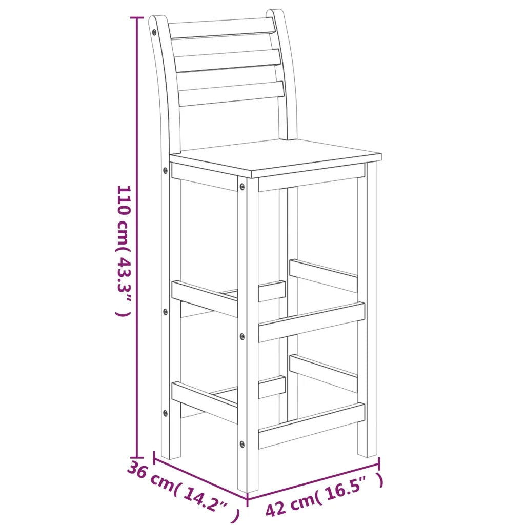Set da Bar da Giardino 5 pz in Legno Massello di Acacia 3154396