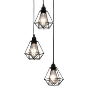 Lampadario con Design Diamante Nero 3 Lampadine E27 cod mxl 77602