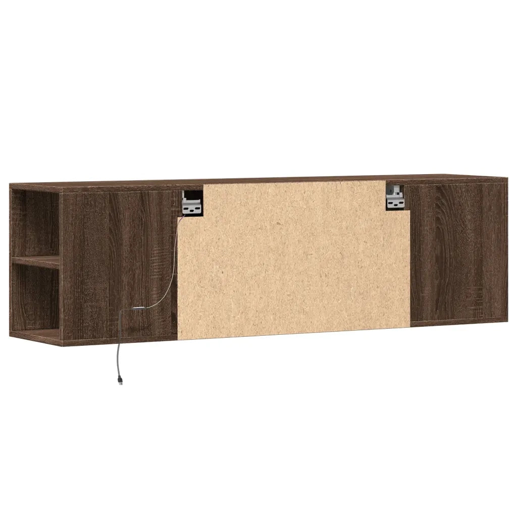 Mobile TV a Parete con Luci LED Rovere Marrone 135x31x39,5 cm 852389