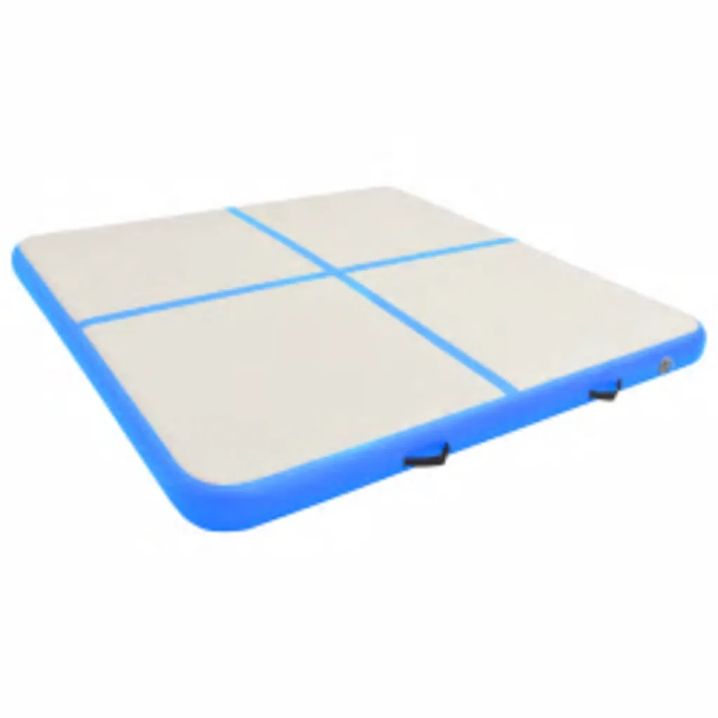 Tappetino Ginnastica Gonfiabile con Pompa 200x200x15cm PVC Blu 92698