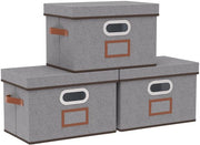 Scatola di archiviazione con coperchio - 3 pezzi - 38 x 25 x 25 cm - Grigio - Materiale di alta qualità