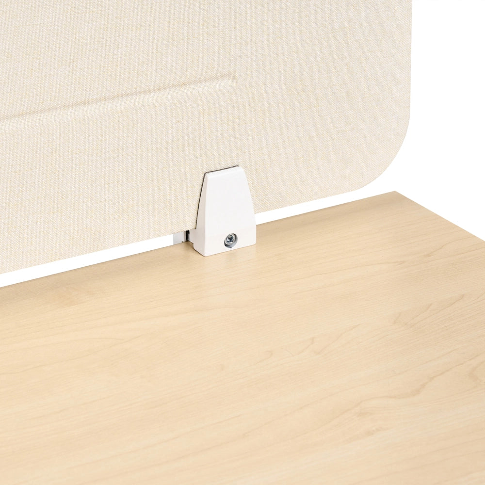 Pannello divisorio Beige Chiaro Copertura in tessuto 180 x 40 cm Schermo acustico Morsetti di montaggio modulari Casa Ufficio