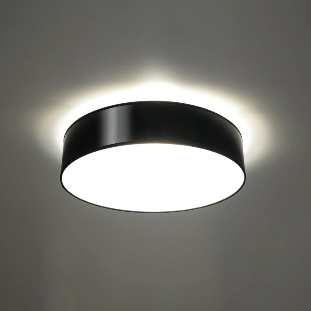 Lampada da soffitto ARENA in PVC nero a 3 luci, arancione spagnolo, 45x45x11 cm