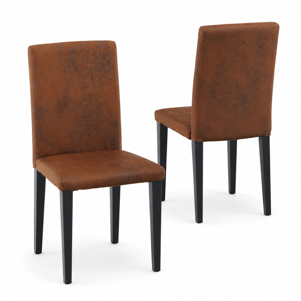 Set di 2 sedie da pranzo marroni e nere in tessuto e metallo
