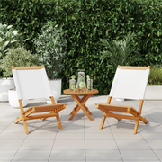 Sedie Giardino 2pz Bianco Crema Legno Massello Acacia e Tessuto 367690