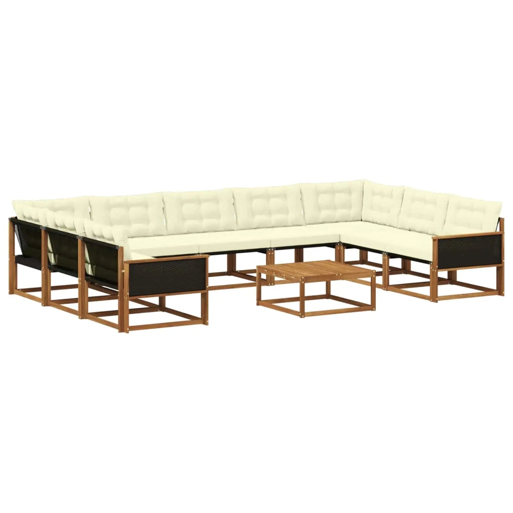 Set di divani da esterno con cuscino 10 pcs Naturale e Crema