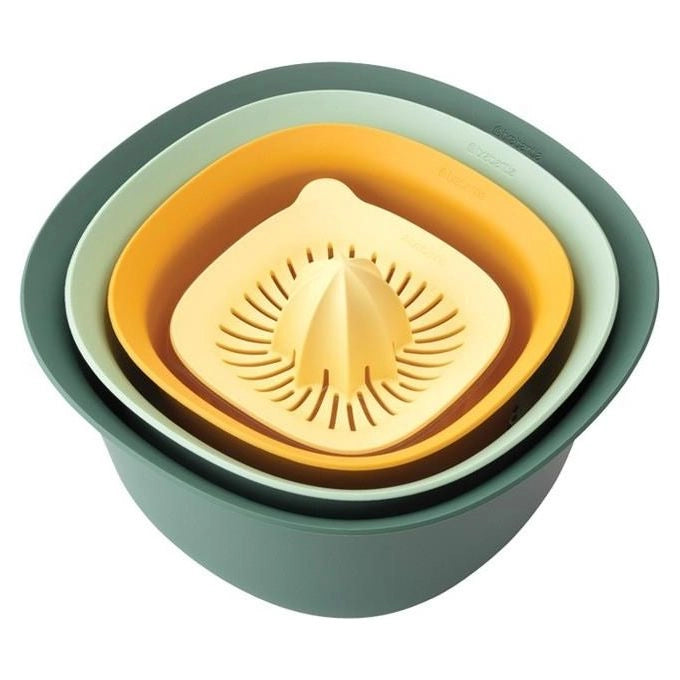 Brabantia 122262 Tasty+ Set Ciotole Impilabili con Scolapasta e Spremiagrumi colore Assortito