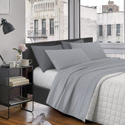 Completo Lenzuola Matrimoniale In Cotone Lenzuolo Sotto Sopra 2 Federe Certificato Oekotex Parure Letto Disegni Moderni Biancheria Di Alta Qualità Stripe Grigio