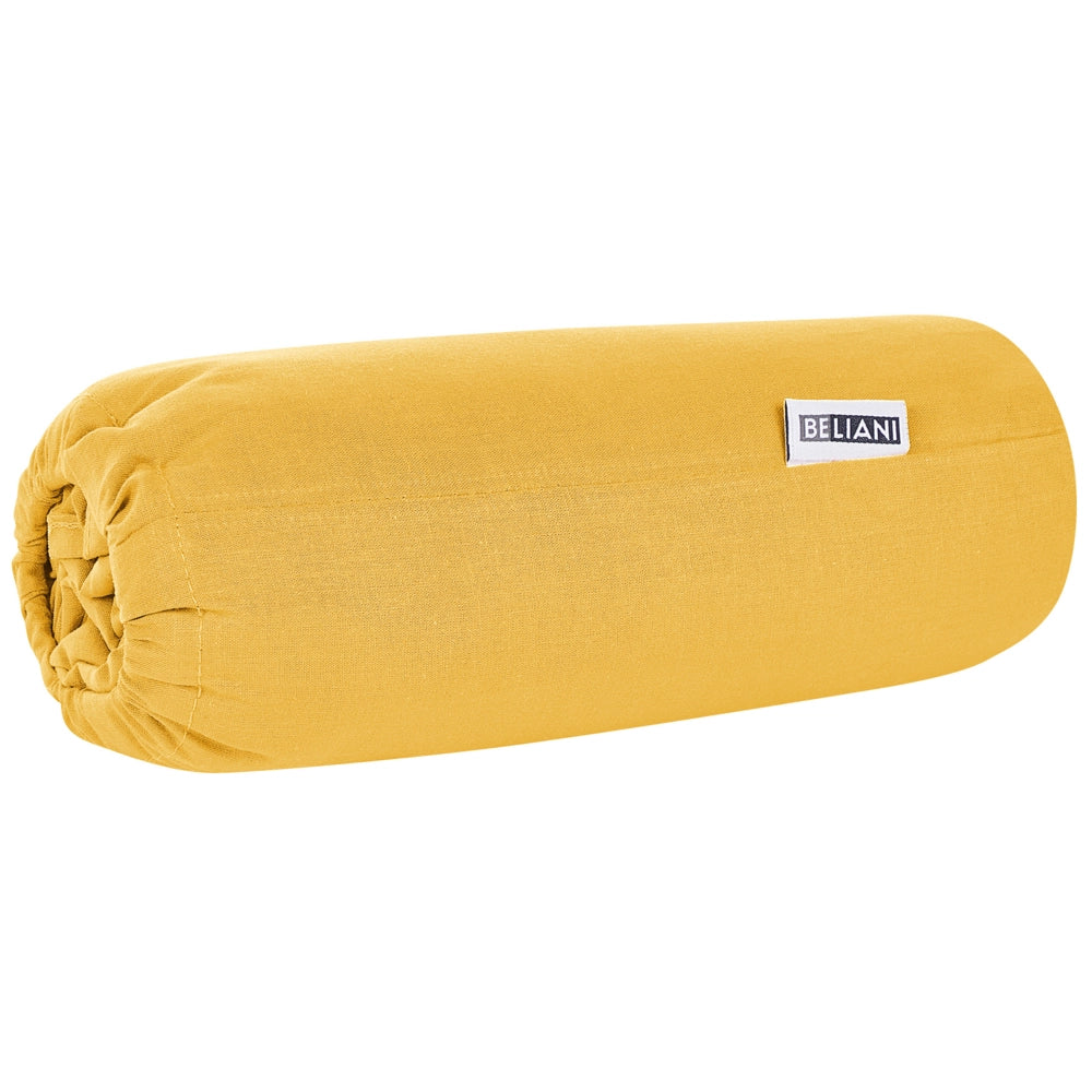 Lenzuolo con angoli cotone giallo senape 200 x 200 cm con bordi elastici modello classico a tinta unita camera da letto classica