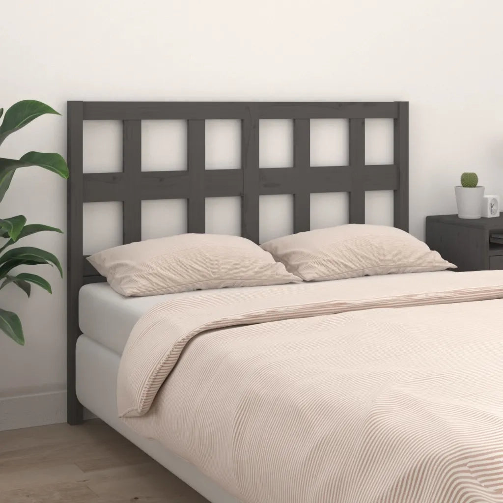 Testiera per Letto Grigia 125,5x4x100 cm Legno Massello di Pino 818912