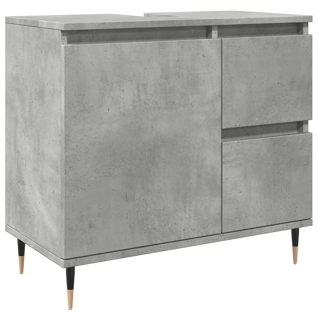 Set Mobili da Bagno 3 pz Grigio Cemento in Legno Multistrato 3324955