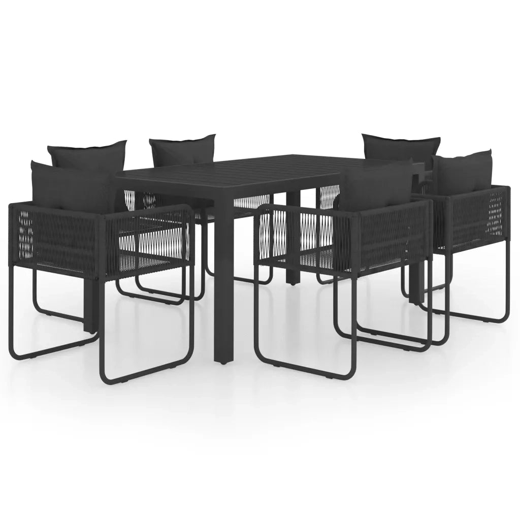 Set da Pranzo da Giardino 7 pz in Rattan PVC Nero