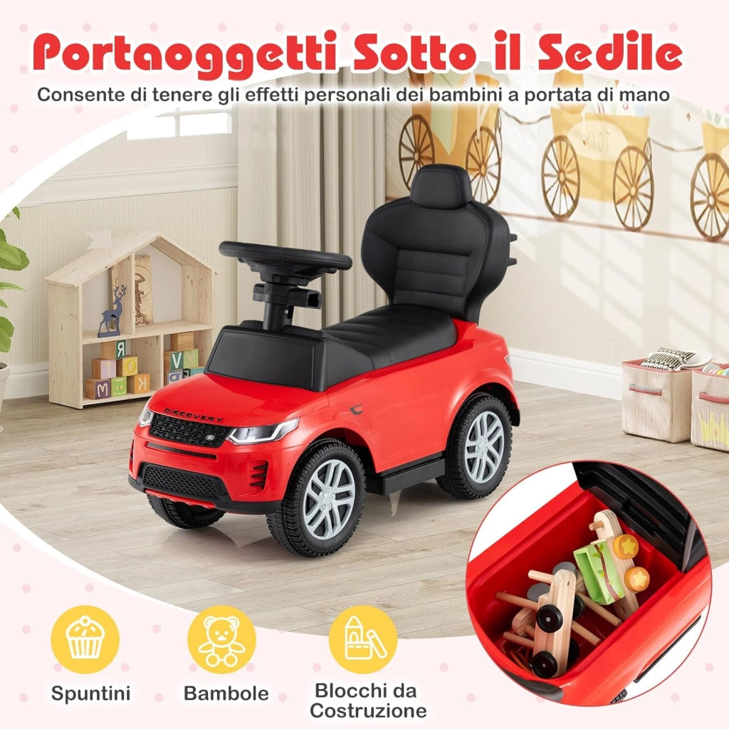 3 in 1 Auto a Spinta, Macchinina a Pedale con Manico Removibile e Paracolpi, Clacson e Suodo di Avvio, Macchina Cavalcabile per Bambini 18-36 Mesi (Rosso)