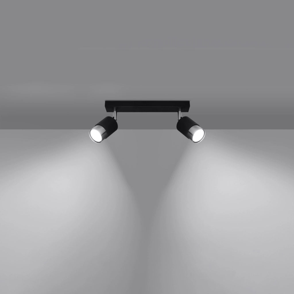 Faretto soffitto nero/cromo doppio barra 2xGU10 Pure Lume