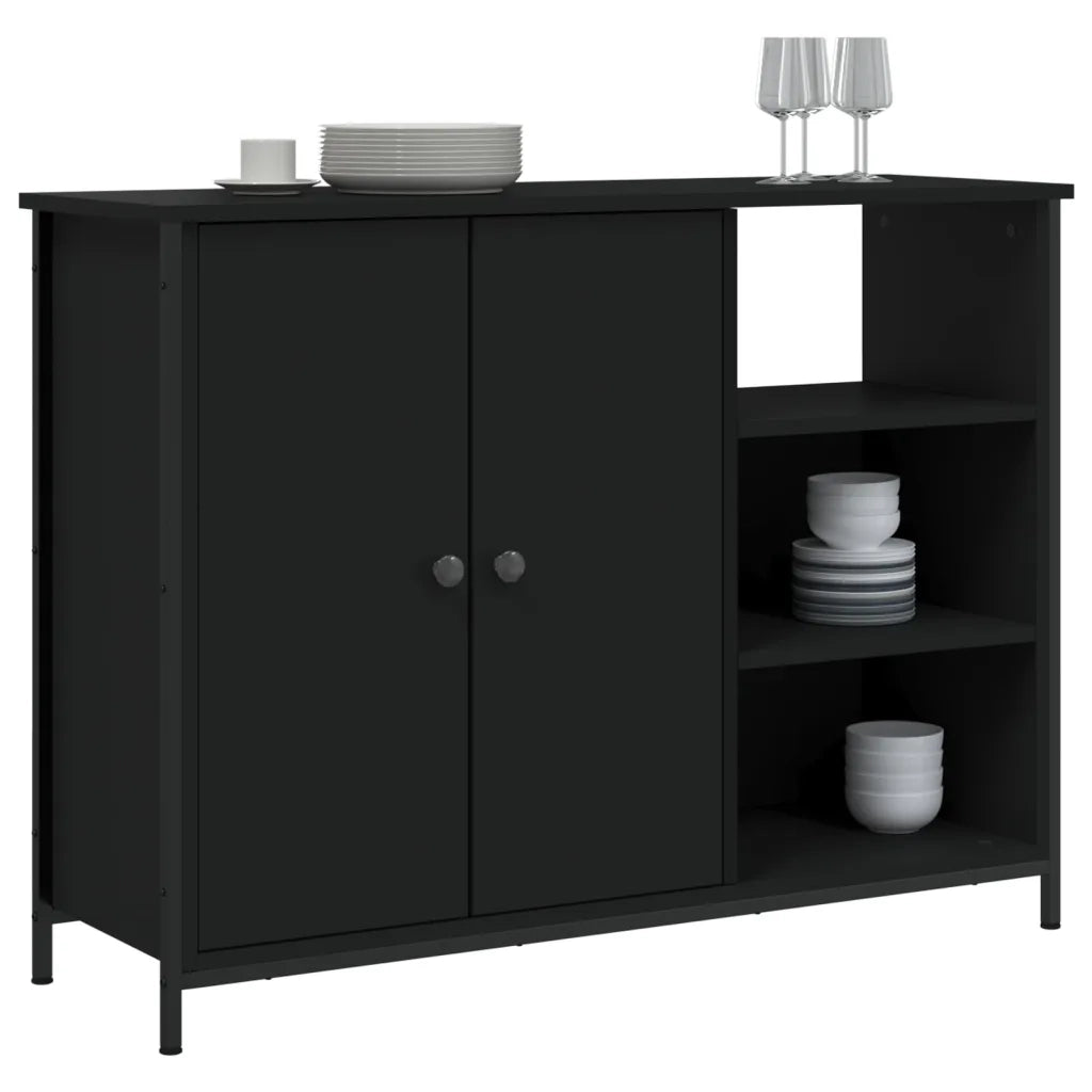 Credenza Nera 100x33x75 cm in Legno Multistrato 835549