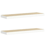 2 pz Scaffali a Parete | Ripiano a parete | Mensole a Parete Rovere e Bianco 90x23,5x3,8 cm in MDF