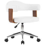 Sedia da Ufficio Girevole Bianca in Legno Piegato e Similpelle cod mxl 13214