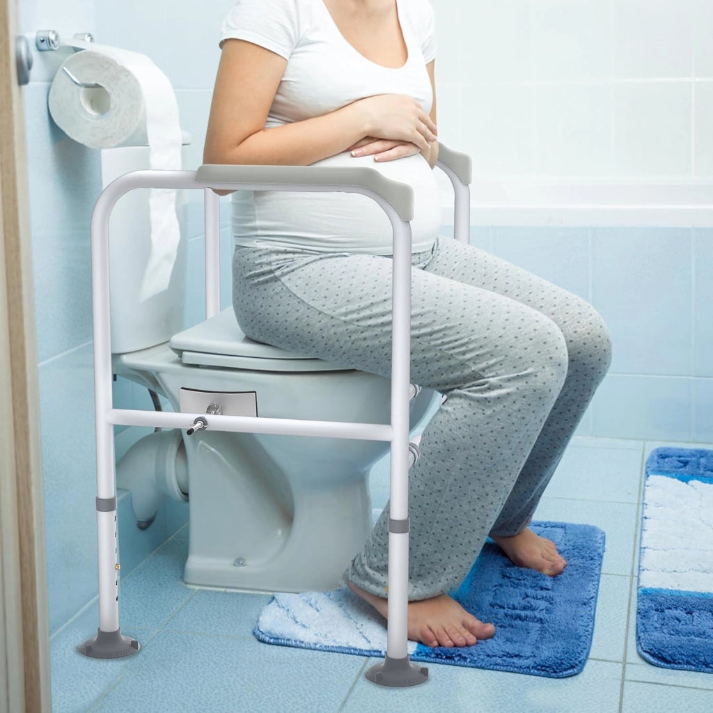 FIVMEN Supporto per WC in piedi regolabile in altezza con braccioli, supporto per WC, senza foratura, per anziani e disabili, fino a 200 kg