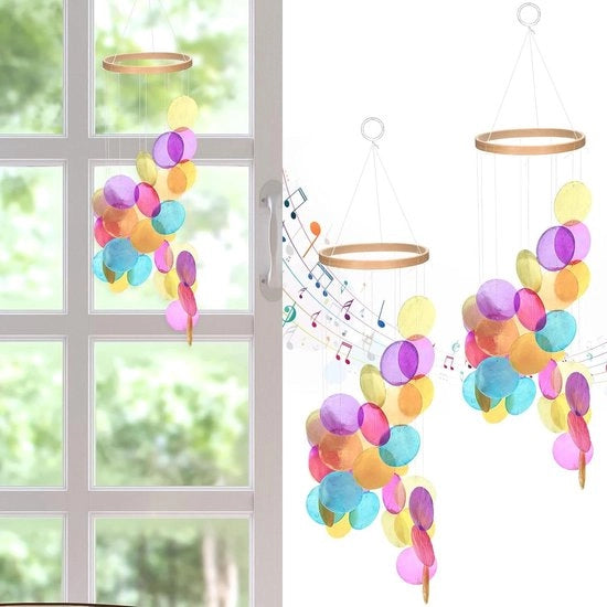Set da Parete a 2 Pezzi con Conchiglie di Capiz in Colori - Decorazione per Interno e Esterno Handicraft