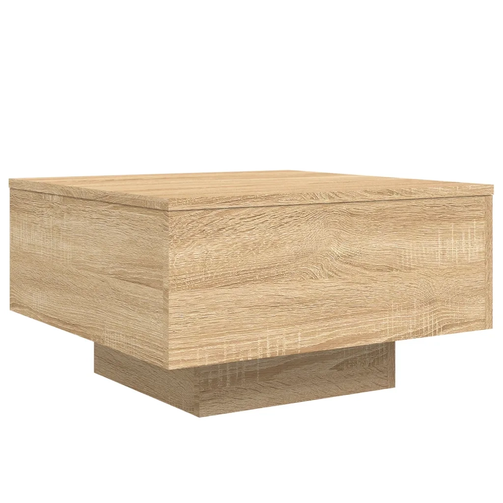 Tavolino da salotto | Tavolino da caff¨¨ | Tavolino da Soggiorno con Luci LED Rovere Sonoma 55x55x31 cm