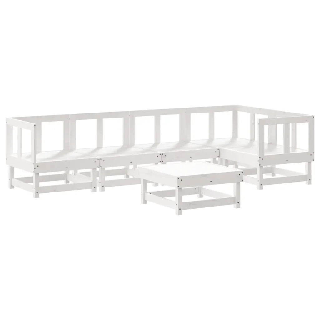 Set Divani da Giardino 6pz con Cuscini in Legno Massello Bianco 3185984
