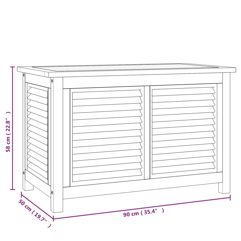 Cassetta portaoggetti e borsa per mobili da giardino 90 x 50 x 58 cm in legno massello di teak 02_0013075