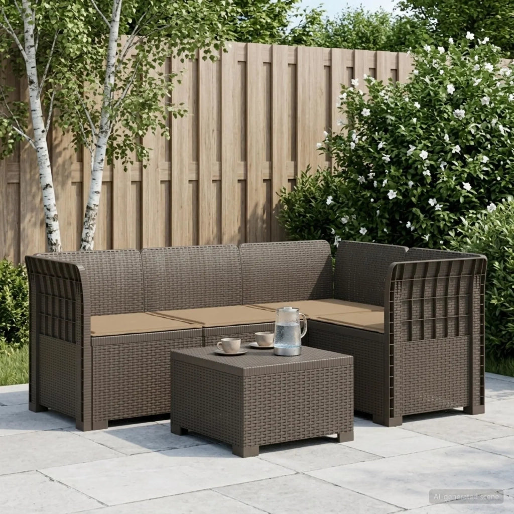 Divano da Giardino 4 Posti con Cuscini Aspetto Rattan PP 3443976