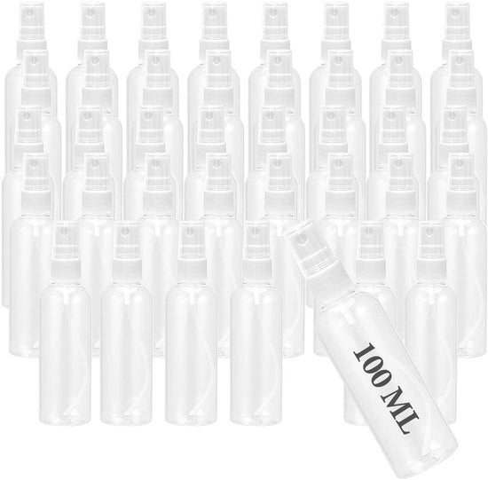 40 flaconi spray - Flacone di nebbia portatile - Plastica trasparente - 100 ml - Flaconi spray riutilizzabili - Adatto per viaggi - Trasportabile