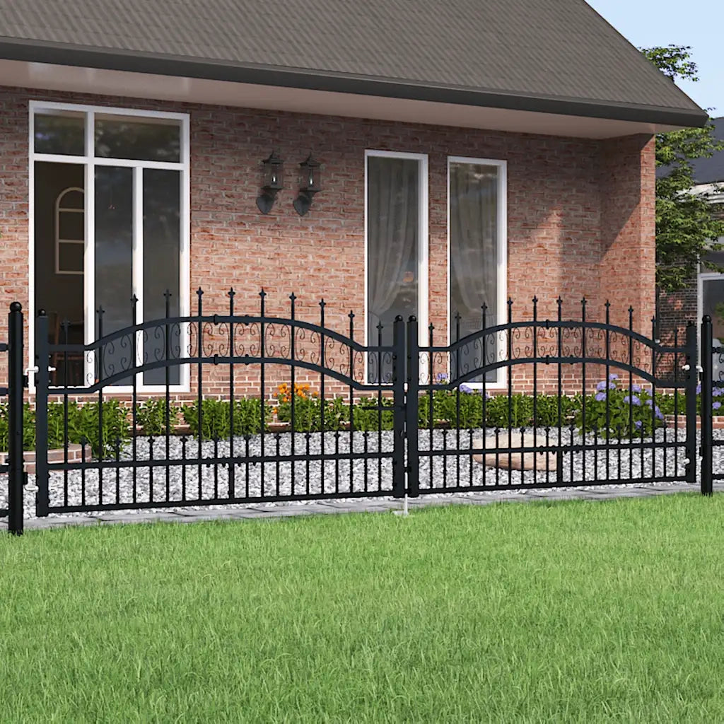 Cancello per recinzione Kampen con punta a lancia Nero 302x78 cm in acciaio 151094