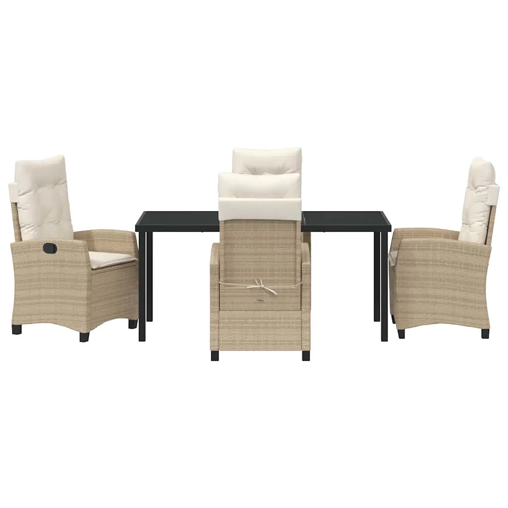 Set da Pranzo per Giardino con cuscino 5 pcs Beige polyrattan