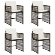 Sedie da Giardino con Cuscini 4 pz | Sedie da Esterno Marroni in Polyrattan