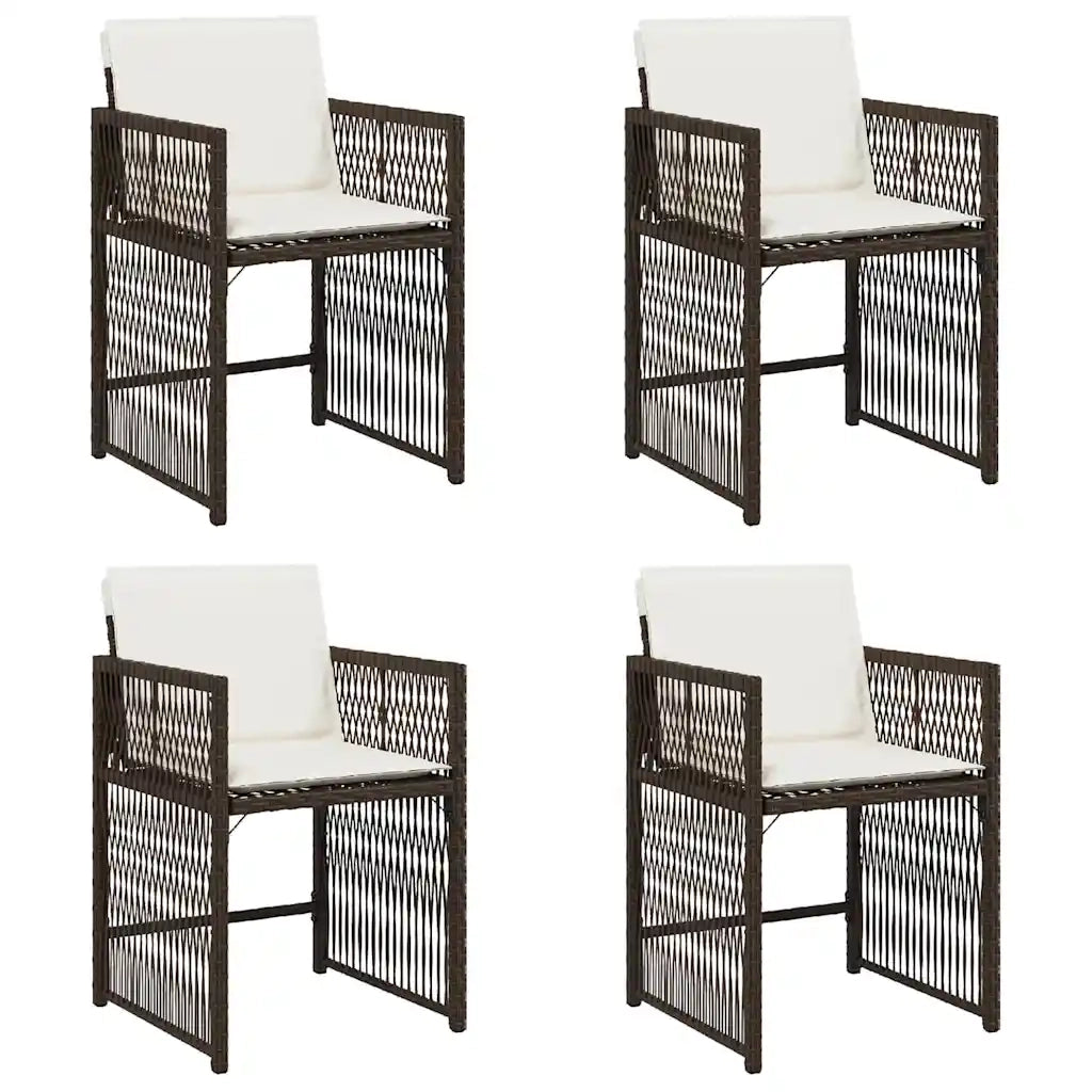 Sedie da Giardino con Cuscini 4 pz | Sedie da Esterno Marroni in Polyrattan